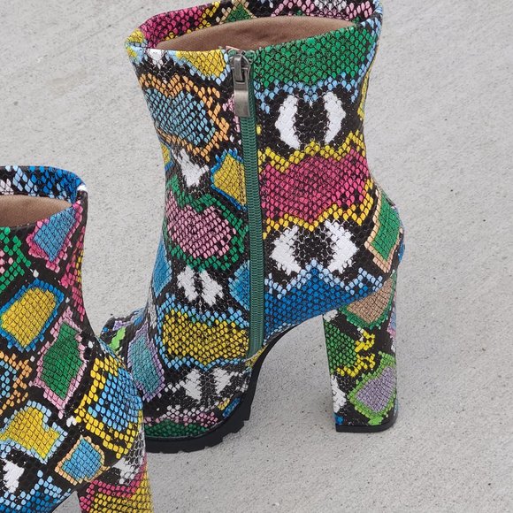 Multi-colored Peep Toe Boot - Picture 7 of 15